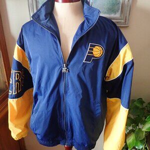 Men's Starter Indiana Pacers Jacket Sz L Mesh Lined / Pockets / Hood